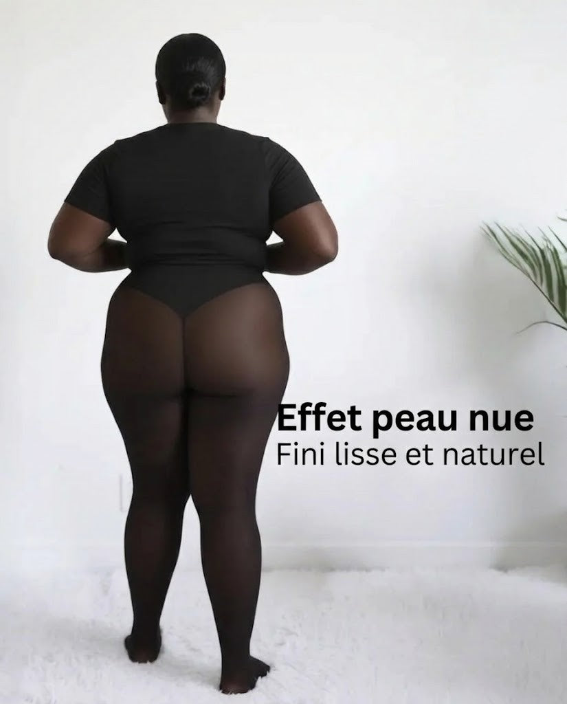 Collant polaire grande taille vu de dos, effet peau lissée