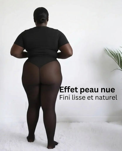 Collant polaire grande taille vu de dos, effet peau lissée